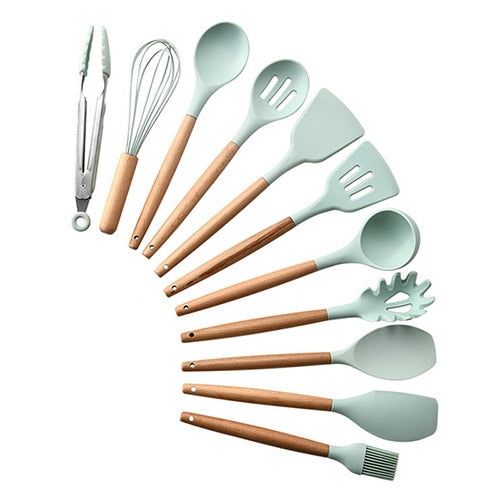 12PCS Utensilios de cocina de silicona Utensilios de cocina Utensilios de cocina antiadherentes resistentes al calor Utensilios de cocina Herramientas para hornear con caja de almacenamiento