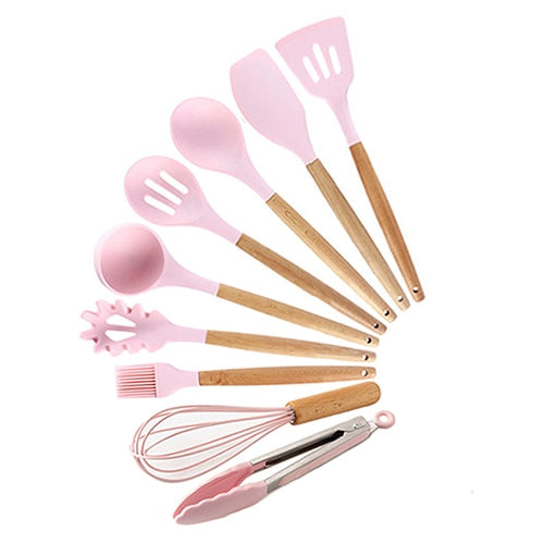 12PCS Utensilios de cocina de silicona Utensilios de cocina Utensilios de cocina antiadherentes resistentes al calor Utensilios de cocina Herramientas para hornear con caja de almacenamiento