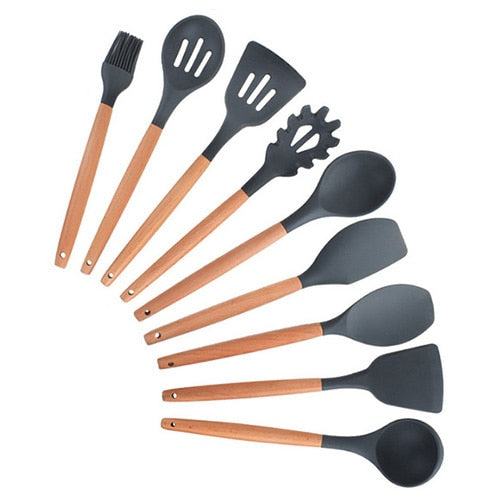 12PCS Utensilios de cocina de silicona Utensilios de cocina Utensilios de cocina antiadherentes resistentes al calor Utensilios de cocina Herramientas para hornear con caja de almacenamiento