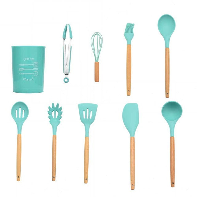 12PCS Utensilios de cocina de silicona Utensilios de cocina Utensilios de cocina antiadherentes resistentes al calor Utensilios de cocina Herramientas para hornear con caja de almacenamiento