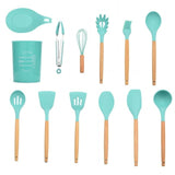 12PCS Utensilios de cocina de silicona Utensilios de cocina Utensilios de cocina antiadherentes resistentes al calor Utensilios de cocina Herramientas para hornear con caja de almacenamiento