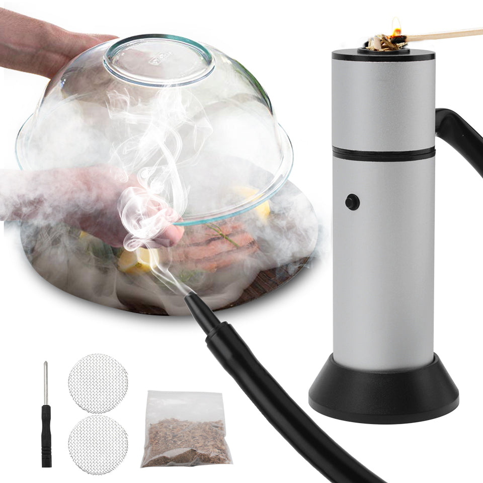 BORUIT Food Generador de humo frío Cocina molecular portátil Pistola para fumar Carne Quemar Smokehouse Cocinar para barbacoa Parrilla Ahumador Madera